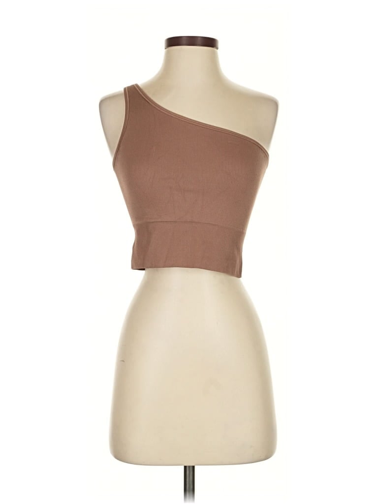 Pre-owned Athleta Tank Top Brown One Shoulder Neckline Tops