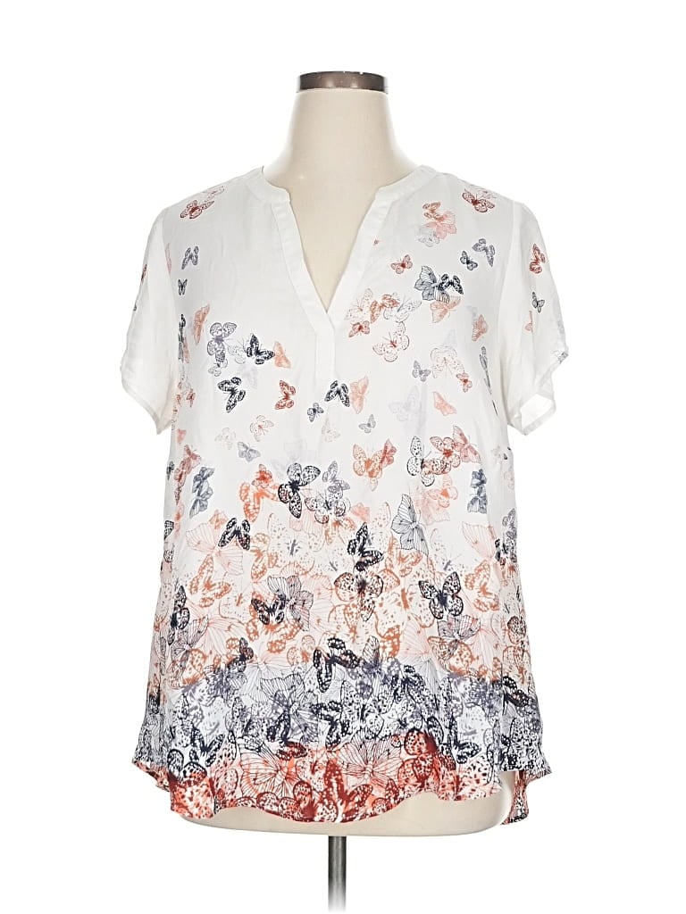 Pre-owned Torrid Short Sleeve Blouse In White