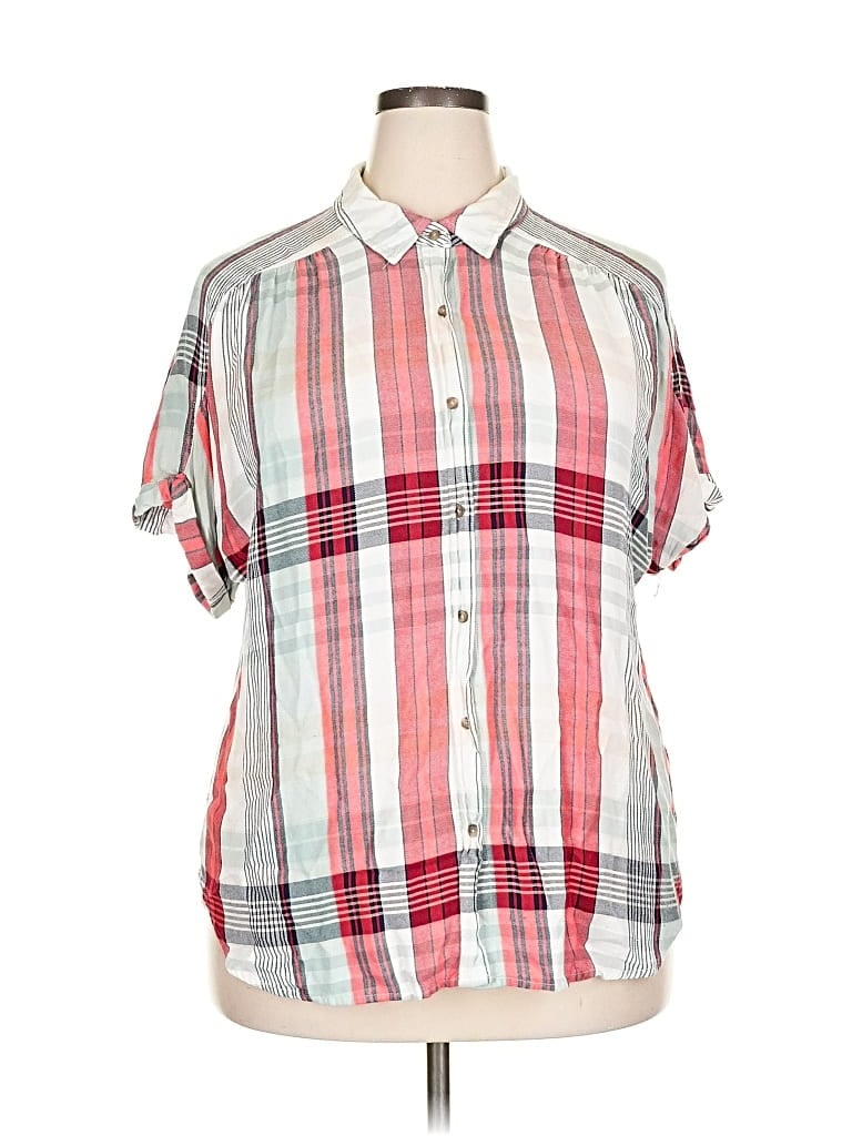 Pre-owned Universal Thread Short Sleeve Blouse In Red