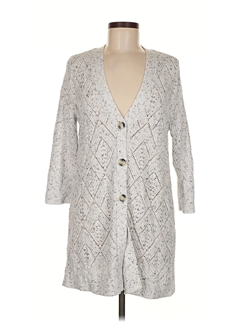 Pre-owned Jjill Cardigan Sweater In Silver