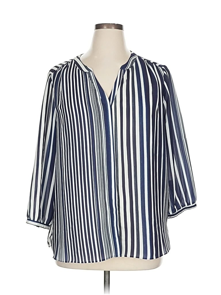 Pre-owned Nydj 3/4 Sleeve Blouse In Blue