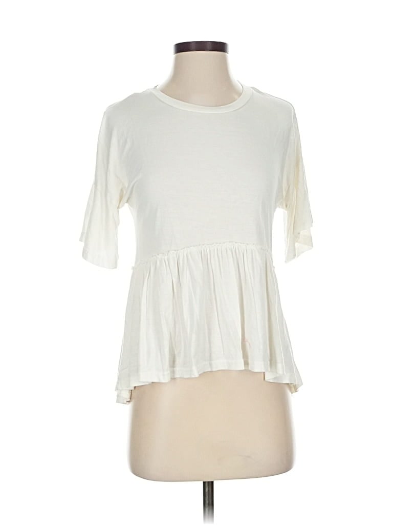 Pre-owned H&m Short Sleeve Top Ivory Crew Neck Tops In White