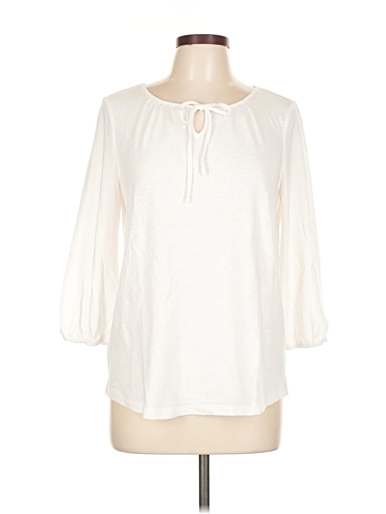 Pre-owned Talbots 3/4 Sleeve Blouse In White