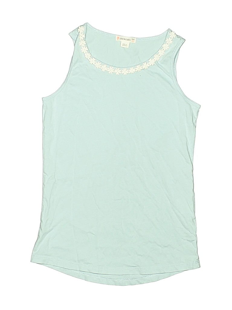 Pre-owned Crewcuts Kids' Sleeveless Top Teal Scoop Neck Tops In Blue