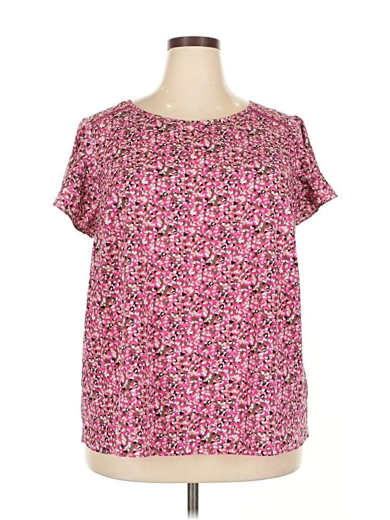 Pre-owned Lane Bryant Short Sleeve Blouse In Pink