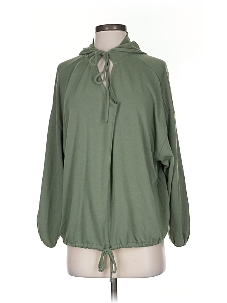 Pre-owned Aerie Long Sleeve Top Green Tie Neck Tops