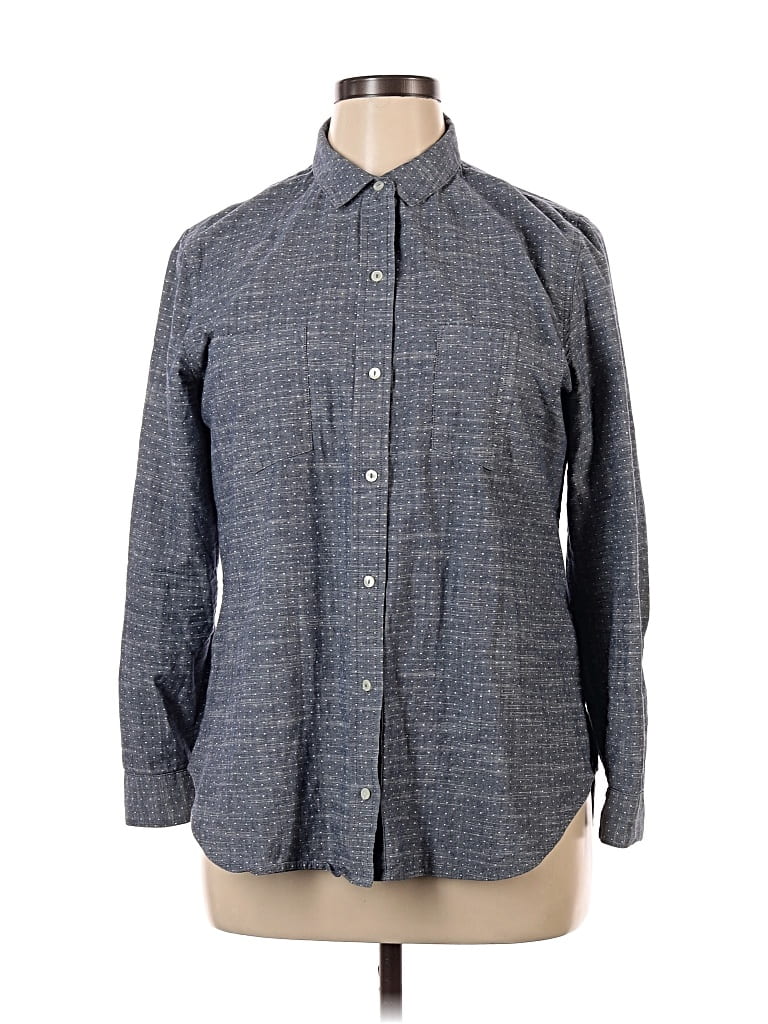 Pre-owned Banana Republic Factory Store Long Sleeve Button Down Shirt In Gray