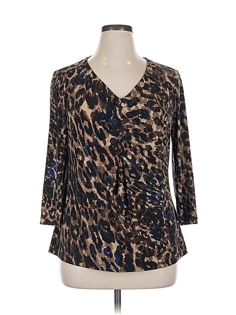 Pre-owned Liz Claiborne 3/4 Sleeve Blouse In Brown