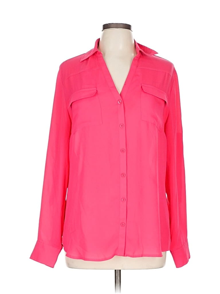 Pre-owned New York And Company Long Sleeve Blouse In Pink
