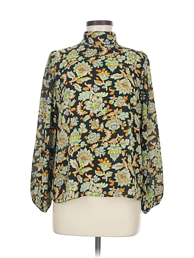 Pre-owned Ann Taylor Factory Long Sleeve Blouse In Green
