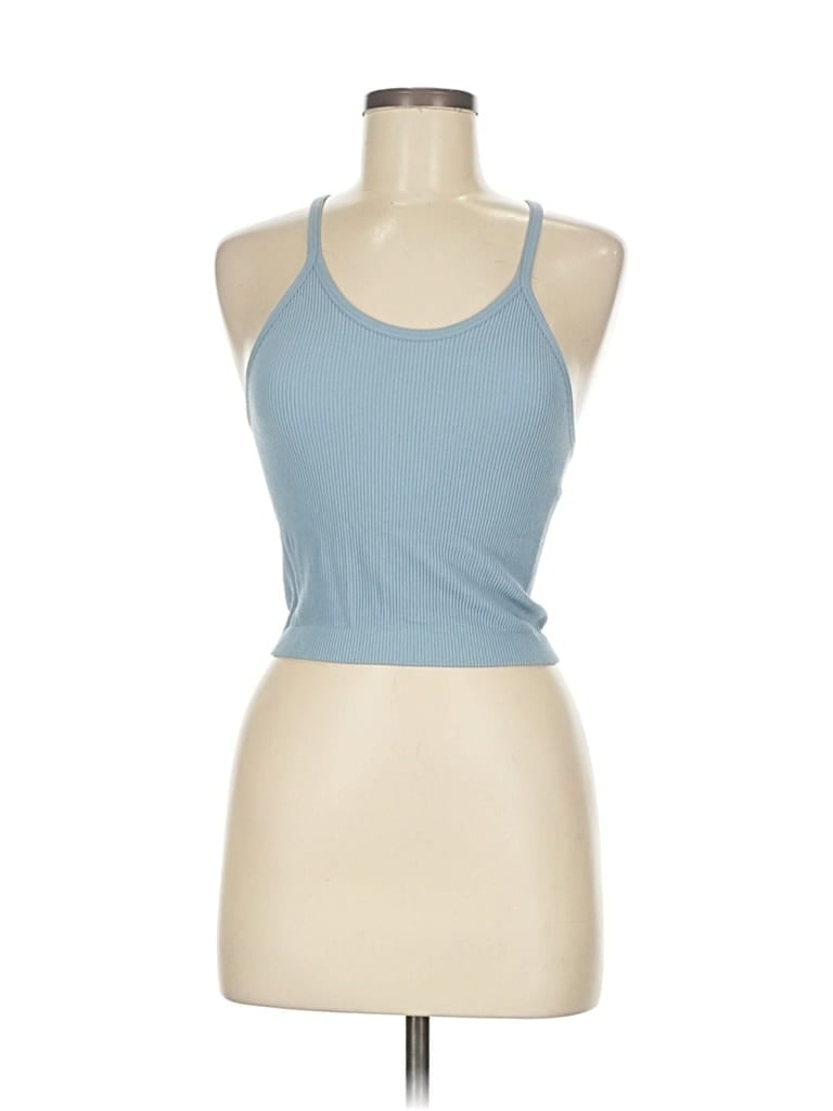 Pre-owned Ododos Tank Top Blue Halter Neckline Tops