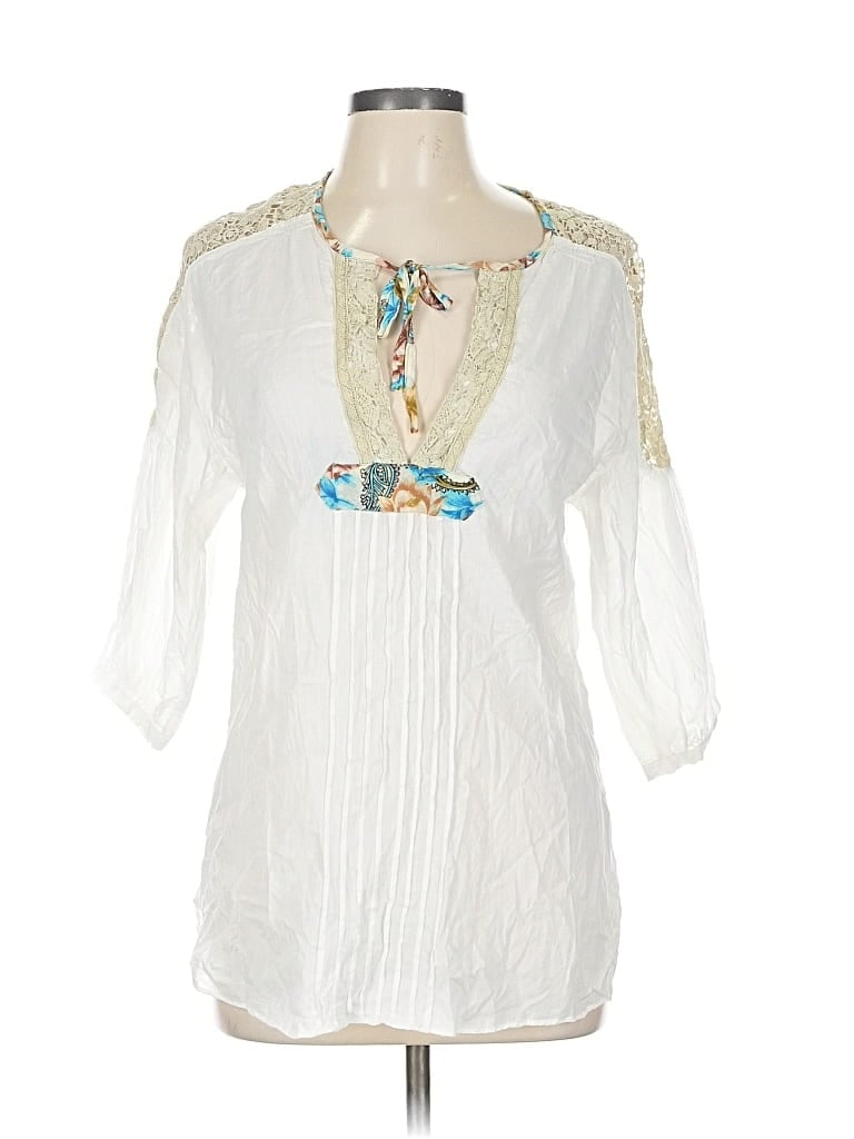 Pre-owned Vintage Havana 3/4 Sleeve Blouse In White