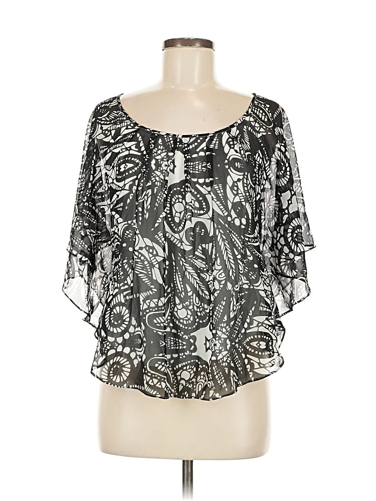 Pre-owned Express Short Sleeve Blouse In Black