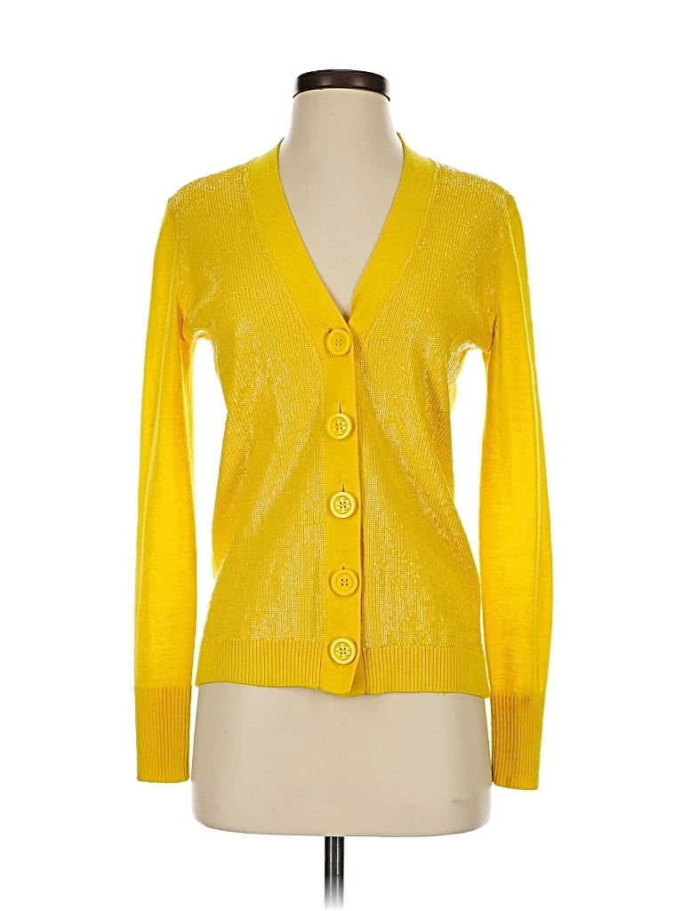 Pre-owned Tory Burch Cardigan Sweater In Yellow