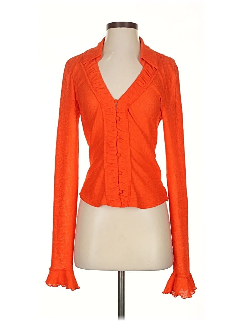 Pre-owned By Anthropologie Long Sleeve Blouse In Orange