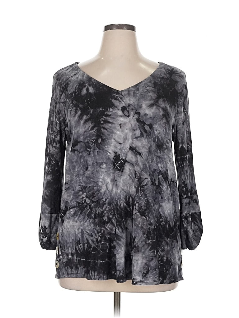 Pre-owned Cha Cha Vente 3/4 Sleeve Blouse In Gray