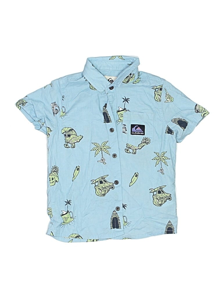 Pre-owned Quiksilver Kids' Short Sleeve Button Down Shirt In Blue