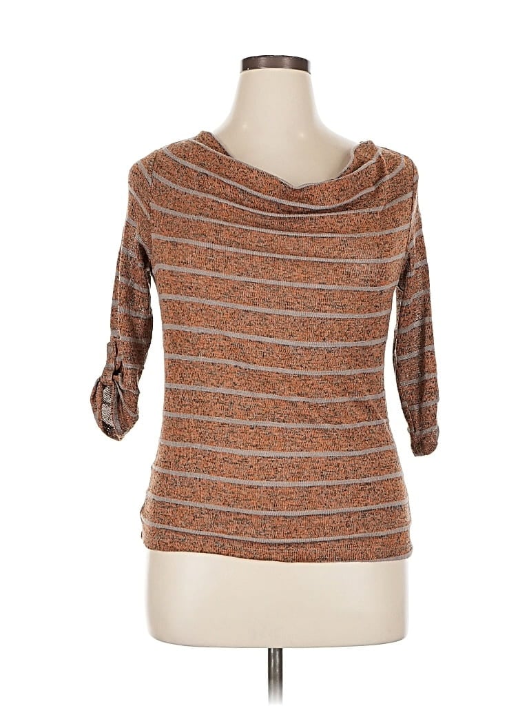Pre-owned New Directions 3/4 Sleeve Top Brown Cowl Neck Tops