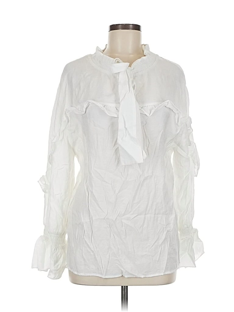 Pre-owned Ellison Long Sleeve Blouse In White