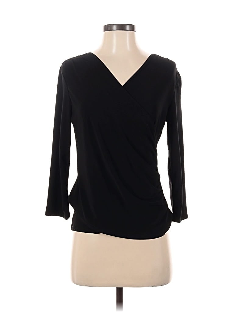 Pre-owned Scott Taylor 3/4 Sleeve Top Black V Neck Tops