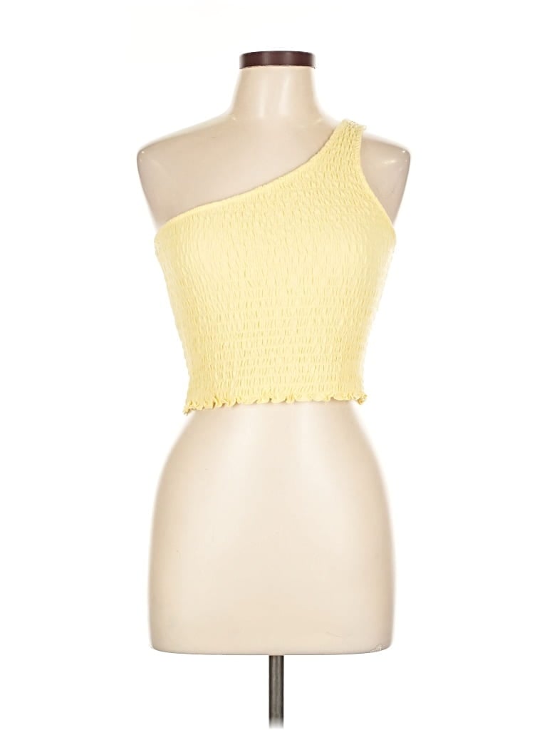 Pre-owned Hollister Sleeveless Top Yellow One Shoulder Neckline Tops
