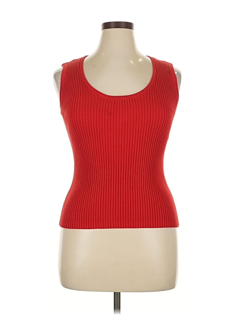 Pre-owned Newport News Sleeveless Top Red Scoop Neck Tops