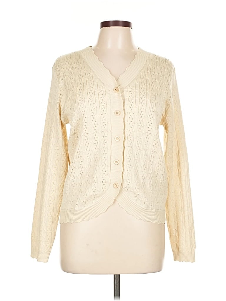 Pre-owned Assorted Brands Cardigan Sweater In White