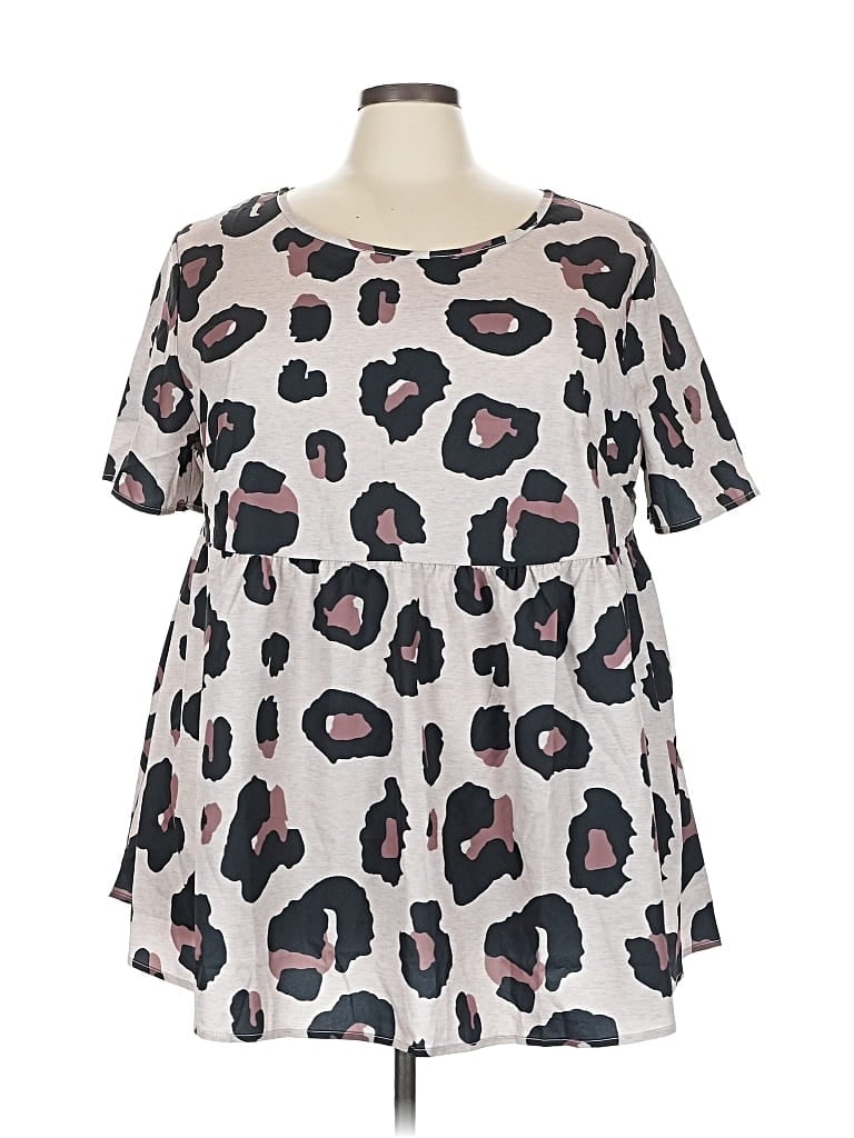 Pre-owned Shein Curve Short Sleeve Blouse In Gray