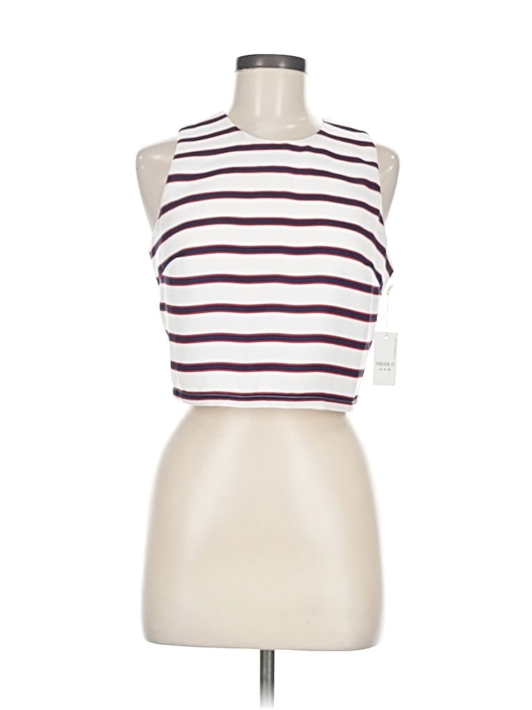 Forever 21 Sleeveless Top White Halter Neckline Tops In White