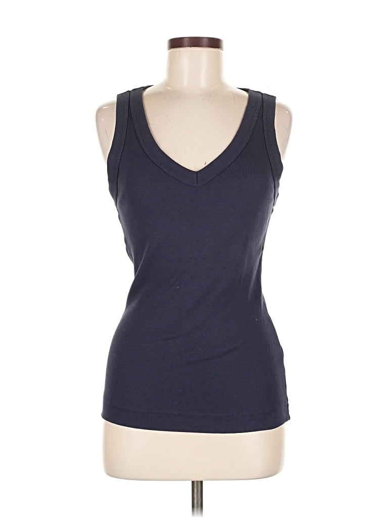 Pre-owned Michael Stars Tank Top Blue Plunge Neckline Tops
