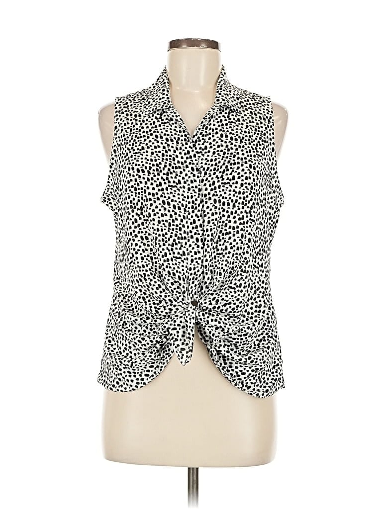 Pre-owned Express Sleeveless Blouse In White