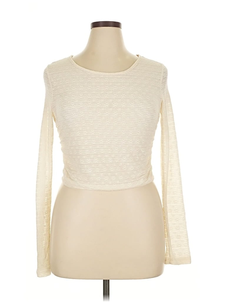 Pre-owned Altar'd State Long Sleeve Top Ivory Boatneck Tops In White