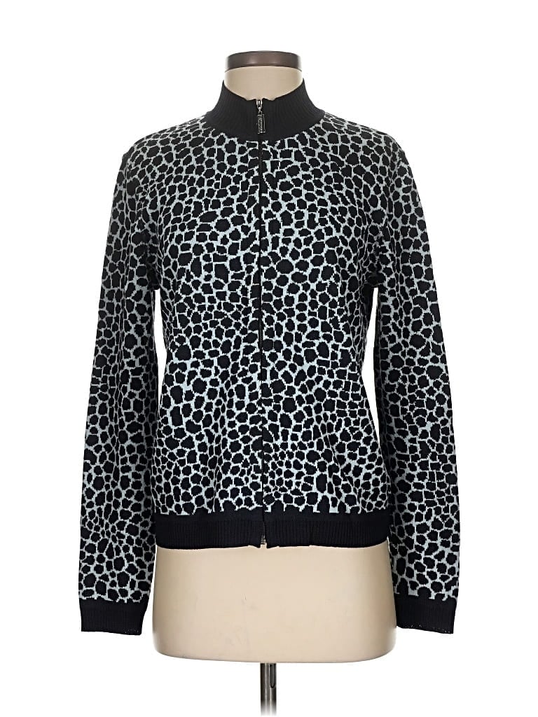 Pre-owned St John Wool Cardigan Sweater In Black