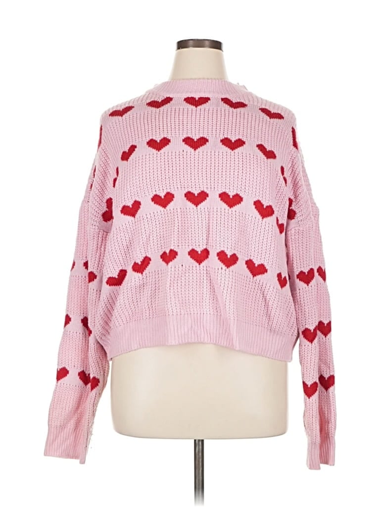 Pre-owned Romwe Pullover Sweater In Pink