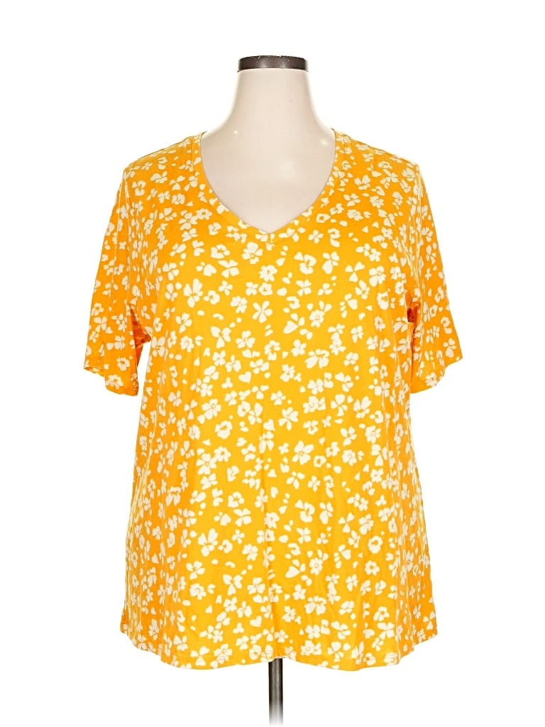 Pre-owned Lane Bryant Short Sleeve T-shirt In Yellow