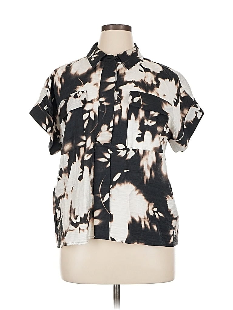 Pre-owned Simply Vera Vera Wang Short Sleeve Blouse In Black