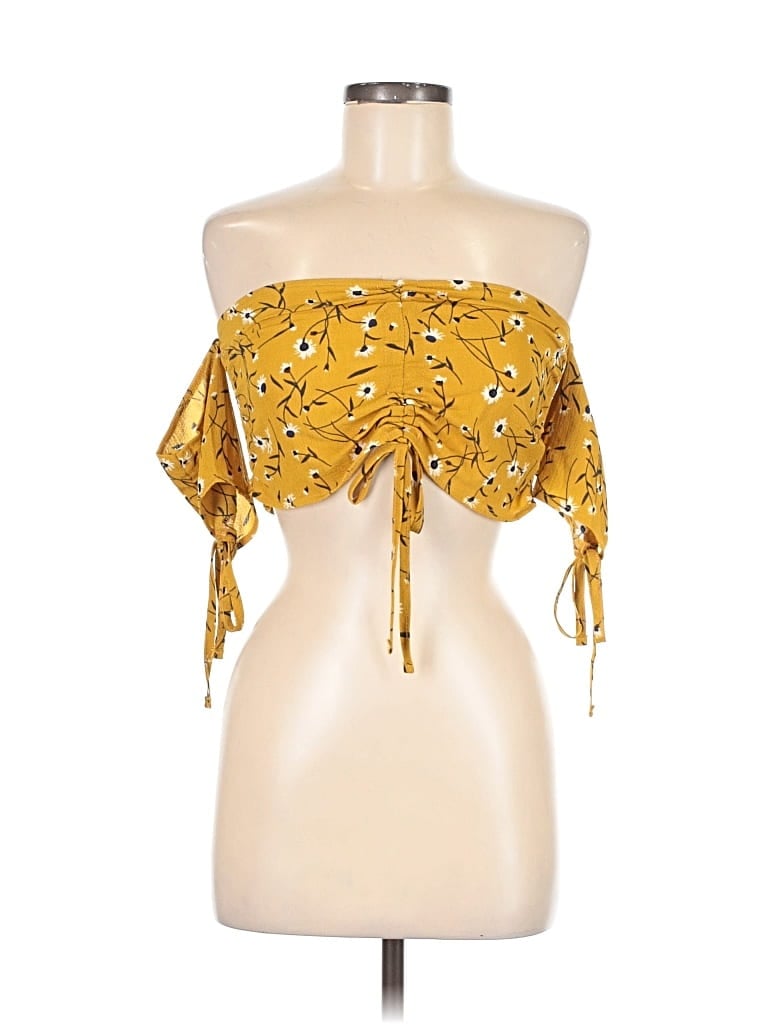 Pre-owned Shein Short Sleeve Blouse In Gold