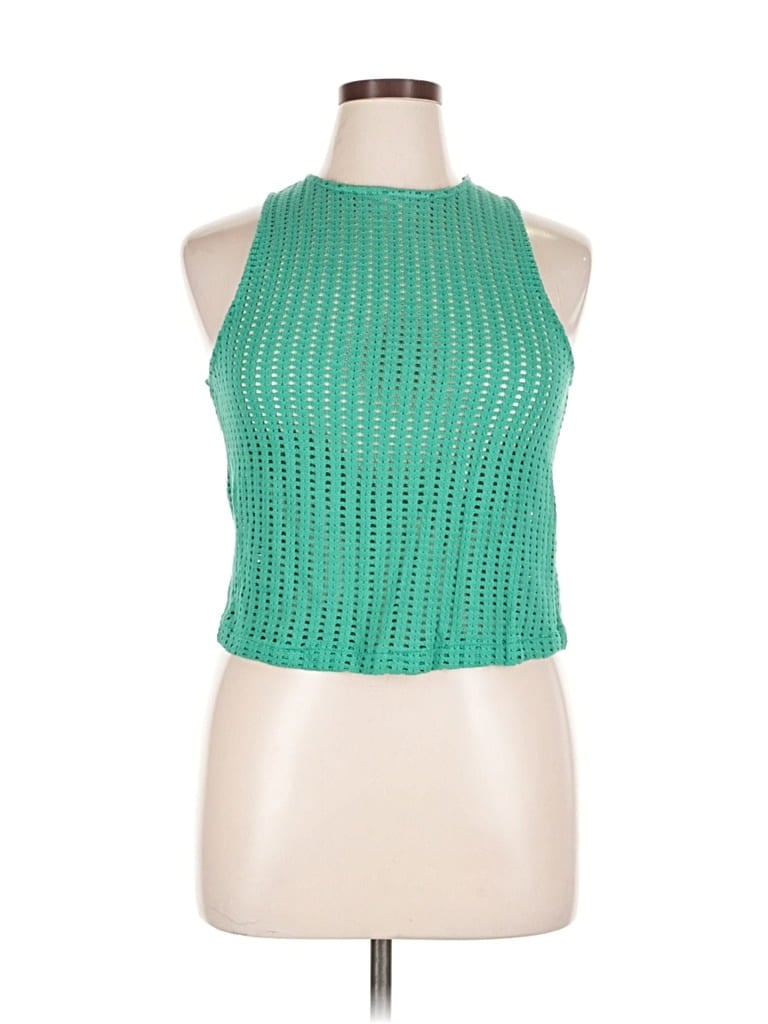 Pre-owned Mng Sleeveless Top Green Halter Neckline Tops