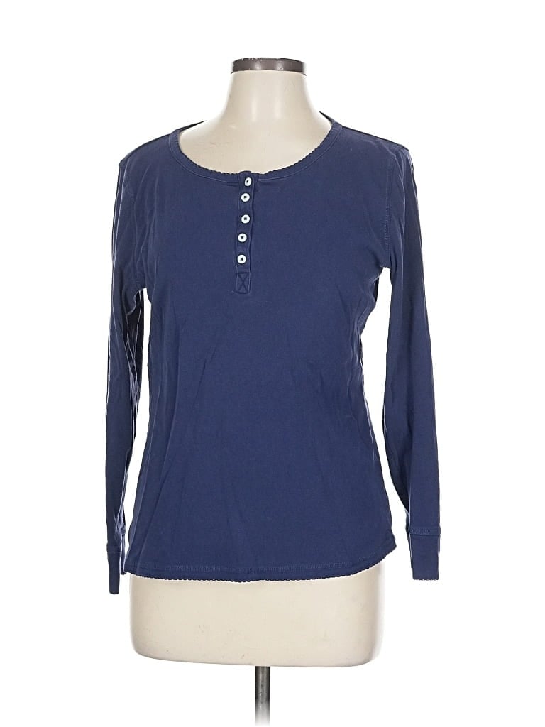 Pre-owned Talbots Long Sleeve Henley Shirt In Blue