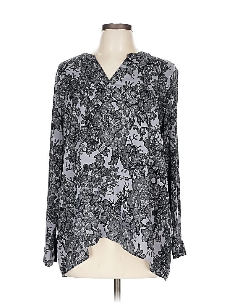 Pre-owned Simply Vera Vera Wang Long Sleeve Blouse In Silver