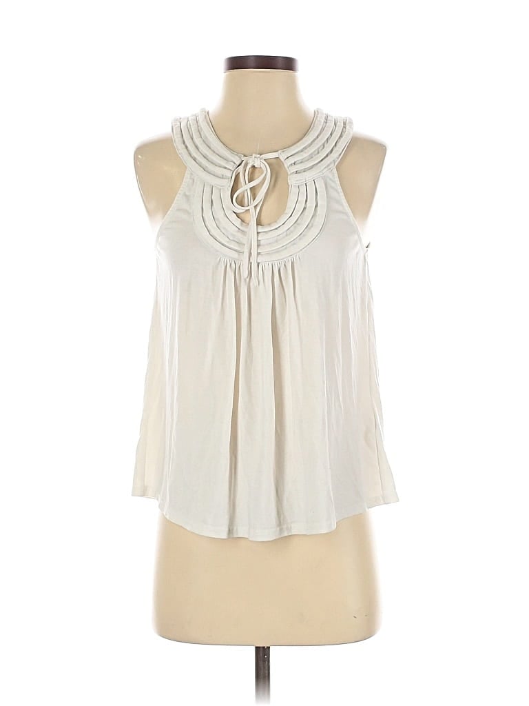Pre-owned Pins And Needles Tank Top Ivory Halter Neckline Tops In White