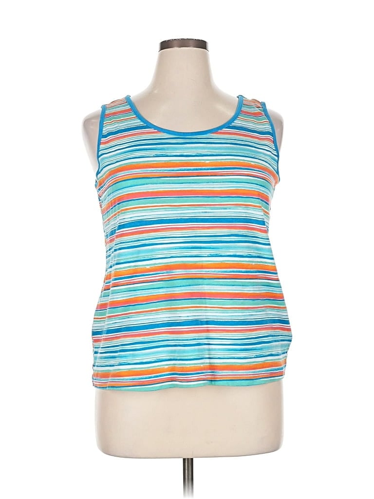 Pre-owned Lands' End Tank Top Blue Halter Neckline Tops