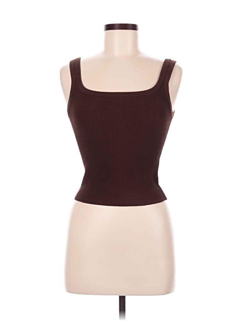 Pre-owned Cuts Tank Top Brown Strapless Neckline Tops