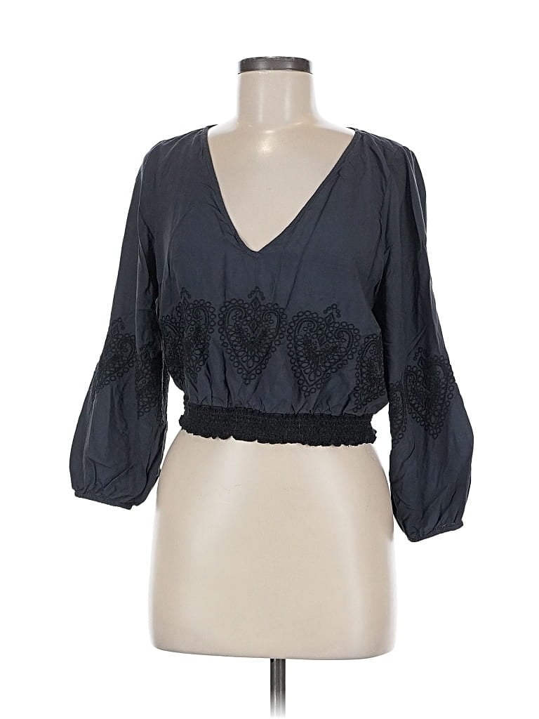 Pre-owned American Eagle Outfitters 3/4 Sleeve Blouse In Gray