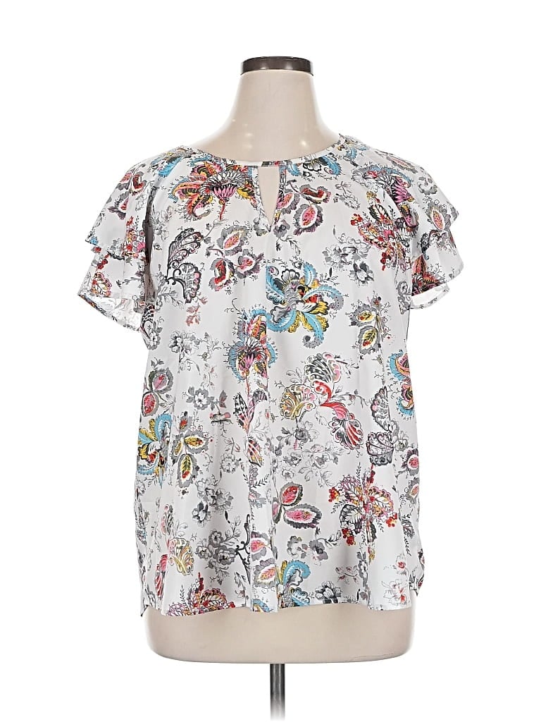 Pre-owned Shein Curve Short Sleeve Blouse In White