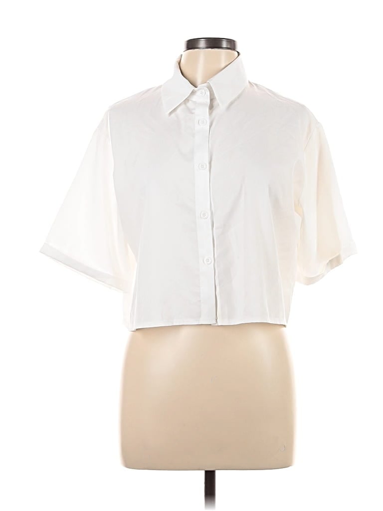 Pre-owned Unbranded Short Sleeve Blouse In White