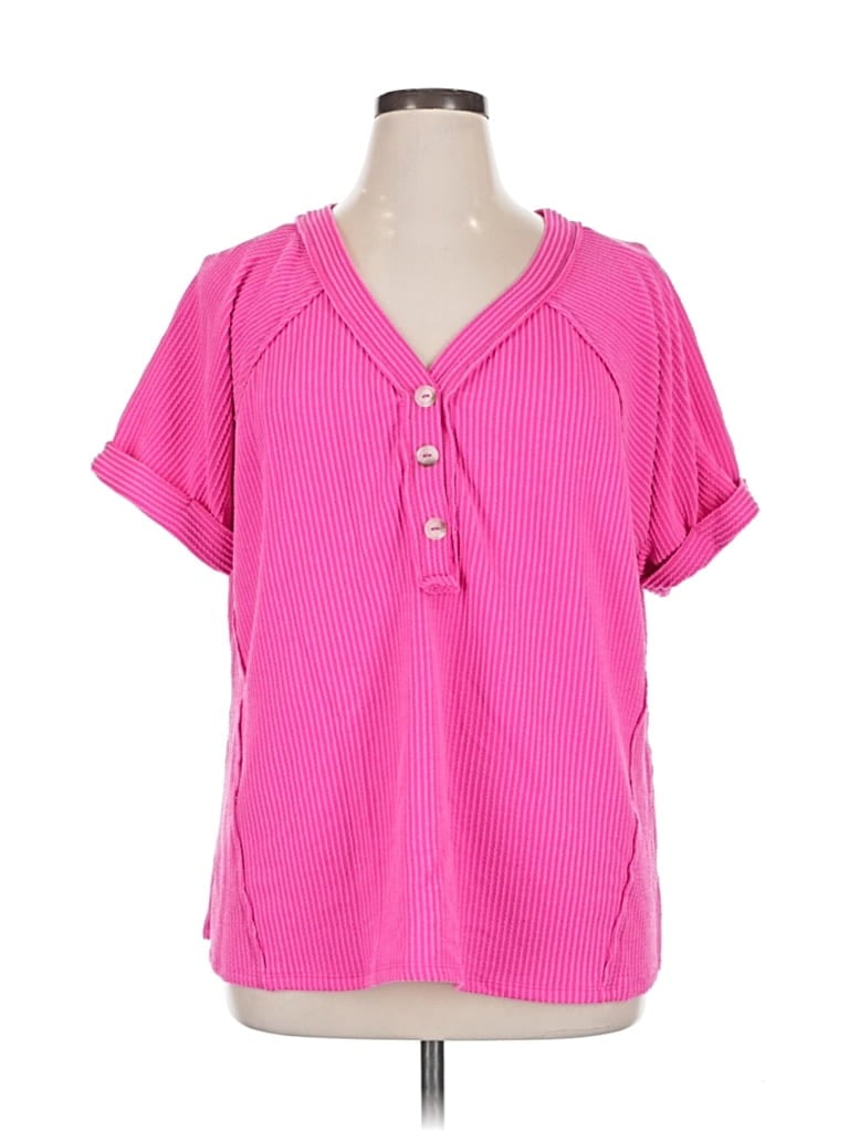 Pre-owned Andree By Unit Short Sleeve Blouse In Pink