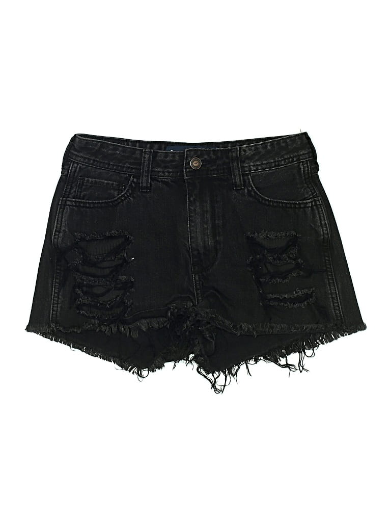 Pre-owned Hollister Denim Shorts In Black