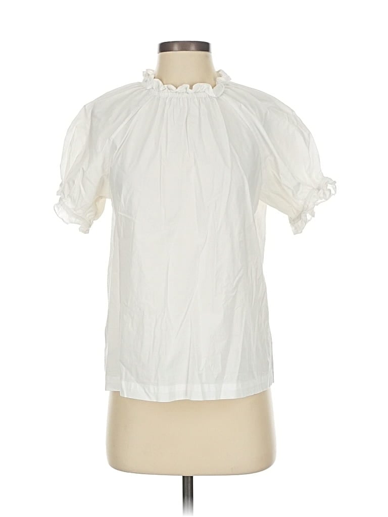 Pre-owned Hill House Short Sleeve Blouse In White