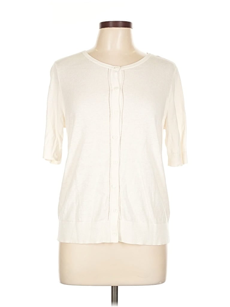 Pre-owned Ann Taylor Loft Outlet Cardigan Sweater In White